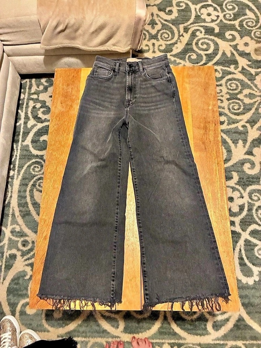 7 For All Mankind Luxe Vintage Raw Hem Wide Leg Jeans